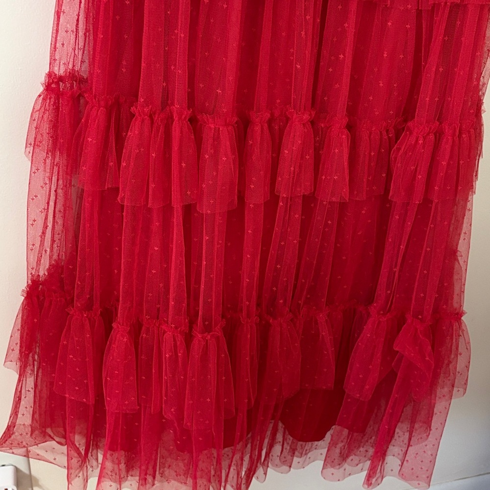 NWT Ivy City Co Red Star Tulle Maxi Dress 3X - Picture 2 of 15